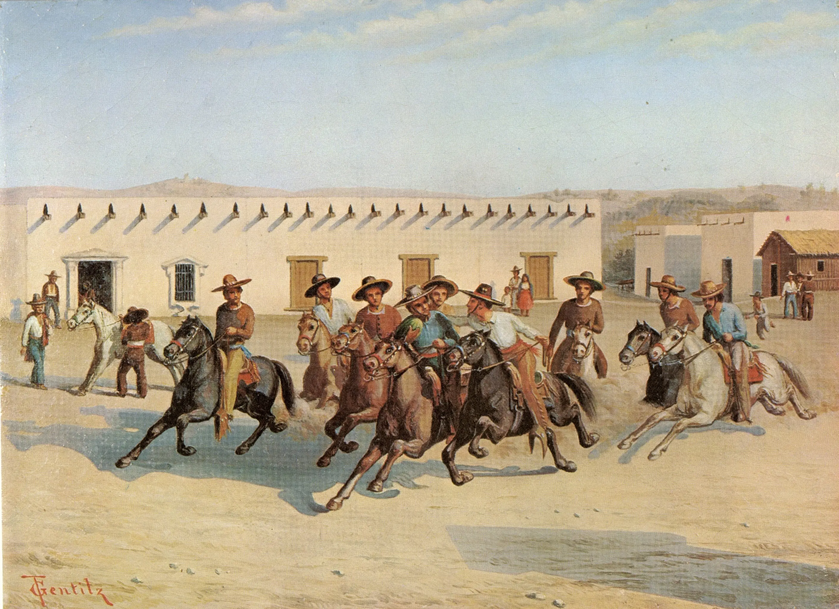 Corrida de la sandia: The Watermellon Race run on Dia de San Juan by Theodore Gentilz
